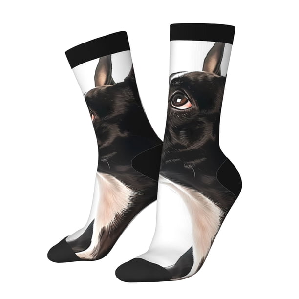 Balery Black And White Boston Terrier Calcetas Largas con Estampado para Hombre y Mujer – Suaves y Transpirables, Talla Única (US 5-11)