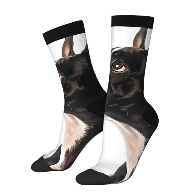 Balery Black And White Boston Terrier Calcetas Largas con Estampado para Hombre y Mujer – Suaves y Transpirables, Talla Única (US 5-11)