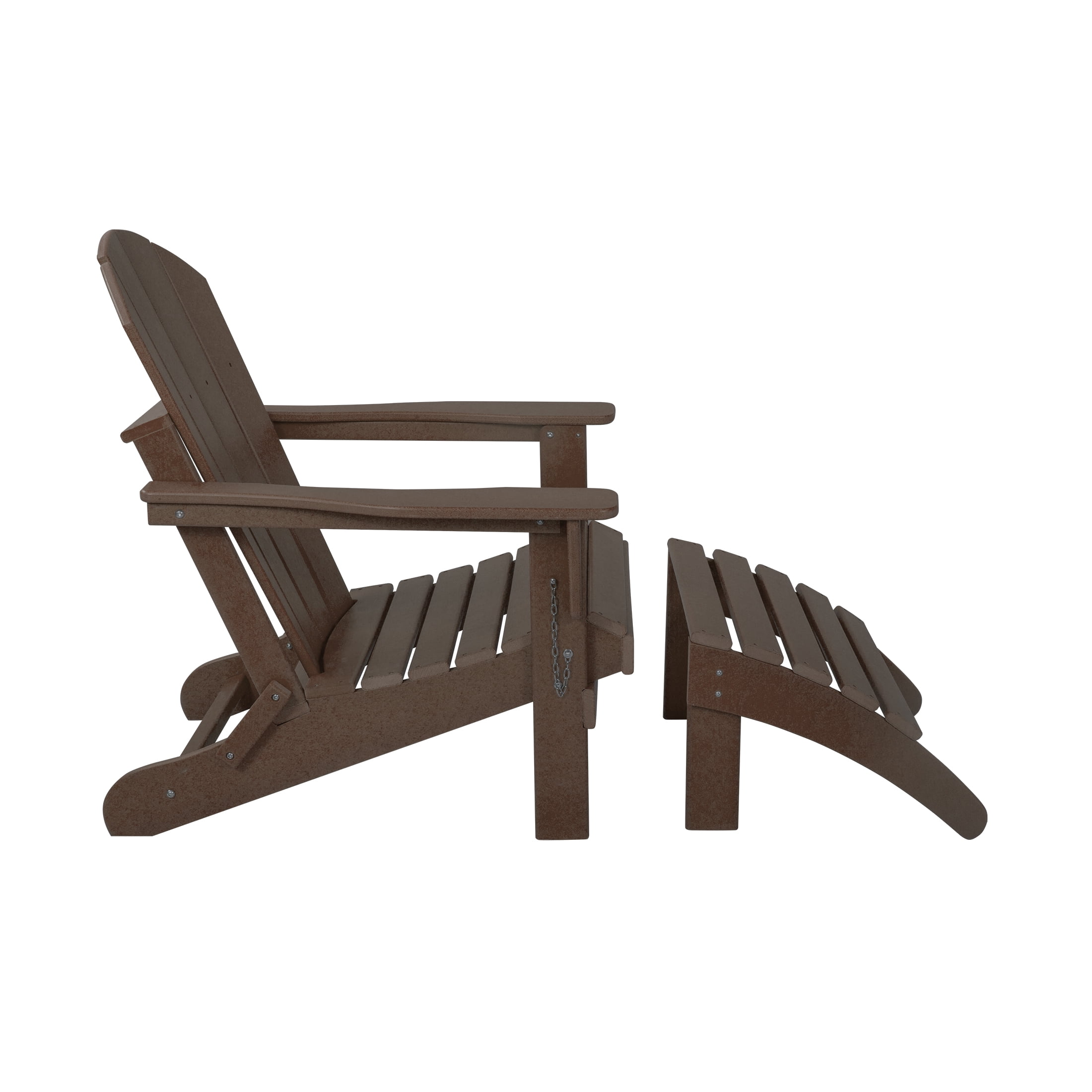 Westin Outdoor 2-Piece Set Plastic Adirondack Chair with Ottoman Footrest Included, Dark Brown