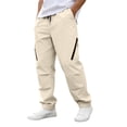 thumbnail image 2 of Mens Cargo Pants Men's Solid Color Tight Waist Drawstring Casual Sports Multi Pocket Workwear Pants White 3Xl, 2 of 9