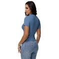 thumbnail image 3 of Women's Summer Short Sleeve Shirt V-Neck Collar Pullover Tops Lightweight Knit Polo Shirt, 3 of 4