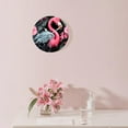 thumbnail image 3 of 14 Inch Wall Clock Battery Operated Silent Clock Decorative for Office, Kitchen, Outdoor, Living Room，Beautiful Pink Flamingo on Black Style, 3 of 4