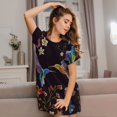 thumbnail image 3 of Vsdgher Chemise de Nuit à Manches Courtes Motif Colibri pour Femmes, Col Rond, Mignonne, Confortable, 3 of 6
