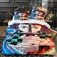 thumbnail image 3 of Ghost Slayer Anime Characters Bedding Set With Pillowcases Cartoon Duvet Cover With Zipper Closure Soft Microfiber Single 135*200 Cm, 3 of 5