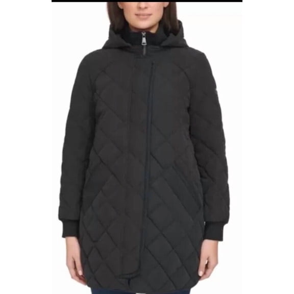 DKNY Thistle Quilted Removable Hood Full Zip Jacket XL