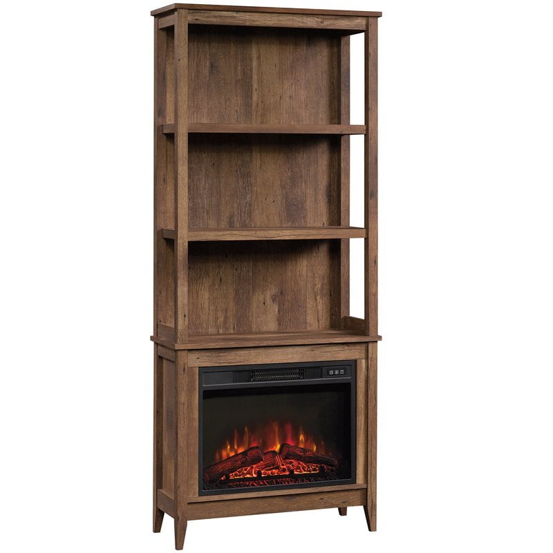 Sauder Select 3 Shelf Wooden Fireplace Library Bookcase in Vintage Oak