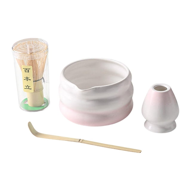Conjunto de de té de 4pcs matcha, set de de té matcha batida y soporte de matcha tradicional japonesa para la familia del comedor rosa