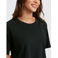 thumbnail image 4 of CRZ YOGA Pima Cotton Loose Crop T-Shirts for Women Workout Yoga Casual Athletic Short Sleeve Shirts Tops, 4 of 6