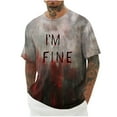 thumbnail image 1 of Camisas de Manga Larga para Hombres Imprimir Blusa de Manga Corta de Cuello Redondo, Camisas de Lino para Hombres, 1 of 3