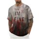 thumbnail image 1 of Camisas de Manga Larga para Hombres Imprimir Blusa de Manga Corta de Cuello Redondo, Camisas de Lino para Hombres, 1 of 3
