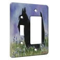 thumbnail image 1 of KuzmarK™ 2 Gang Single Toggle / Single Duplex Rocker Wall Plate - Black Scottish Terrier with Blue Flowers Scottie Dog Art by Denise Every, 1 of 1