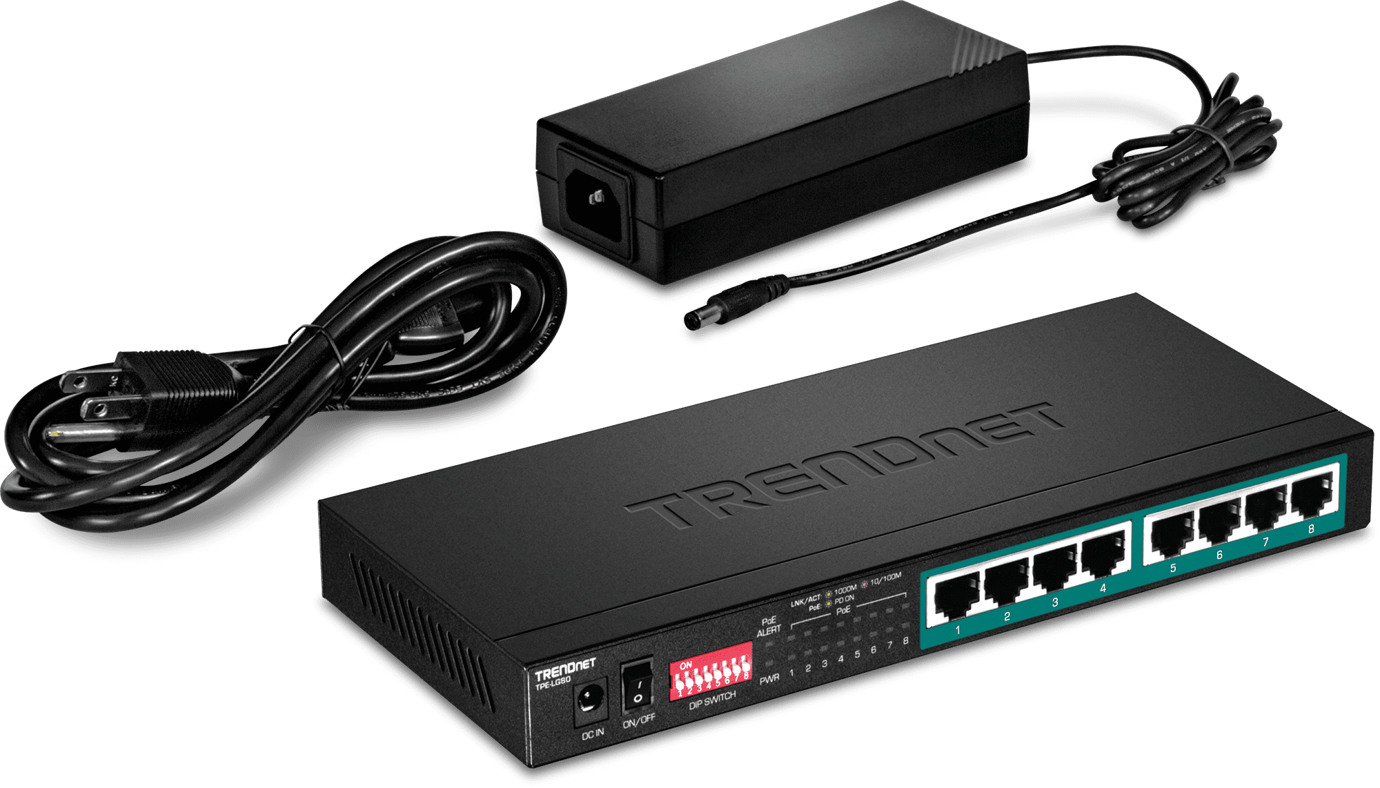 TRENDnet TPE-LG80 8-Port Gigabit Long Range PoE+ Switch