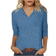 thumbnail image 5 of T Shirts For Women Womens Tops Fashionable Casual Solid Color Three Quarter Sleeve Top T Shirt, 5 of 6