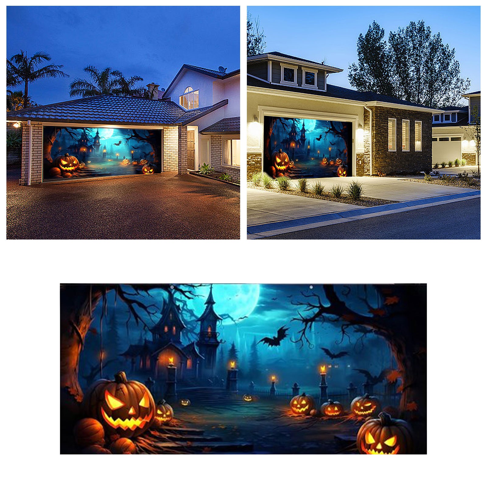 Preboun Halloween Garage Door Cover - 6x13 Ft Large Scary Decor With Hands Design, Reusable Banner For Outdoor House Decor