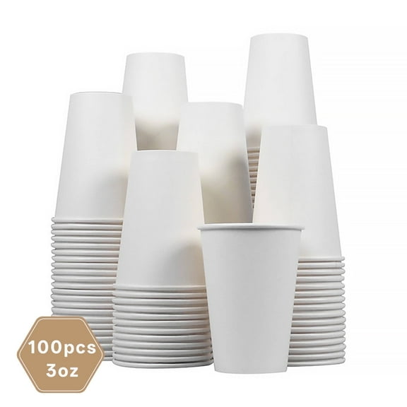 RAGUPEL 3oz Mouthwash Cups, Durable White Paper Cups, Leak-Proof, Extra-Thick, Heat-Resistant Bathroom Cups, Ideal for Milk, Bulk 100-Pack