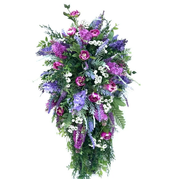 (Section B Grande) Couronne de Tulipe Violette Printemps Lilas Tulipe Jacinthe Hortensia Coloré Printemps et Couronne d'Été