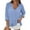 Blue -SF10, variant on Inglocry Women's Linen Button Down T Shirts 3/4 Sleeve V Neck Tops Casual Summer Ladies Tees Roll Up Cotton Linen Shirt Green XL