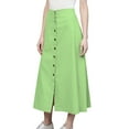 thumbnail image 1 of Women's Cotton A-line Button Front High Waist Front Slit Knee Length Skirt, Color : Pista Green, Size: 3XL, 1 of 5