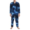 thumbnail image 4 of Bingfone Men'S Pajama Set 2 Piece Loungewear Pjs, Long Sleeve With Pajama Pants-Blue Lightning, 4 of 9