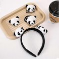 thumbnail image 3 of Paquete de 6 diademas de panda, pinzas para el pelo, broches, tocados, animales de peluche suave, decoración, blanco y negro, talla única para todos., 3 of 5