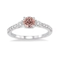 thumbnail image 2 of 1 Carat Round and Pear cut Morganite and Diamond Engagement Ring in 14k White Gold affordable morganite diamond engagement ring, 2 of 3