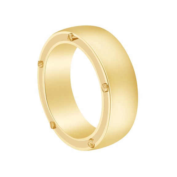 AFFY 5MM Engagement Wedding Band Ring in 14K Solid Yellow Gold for Men