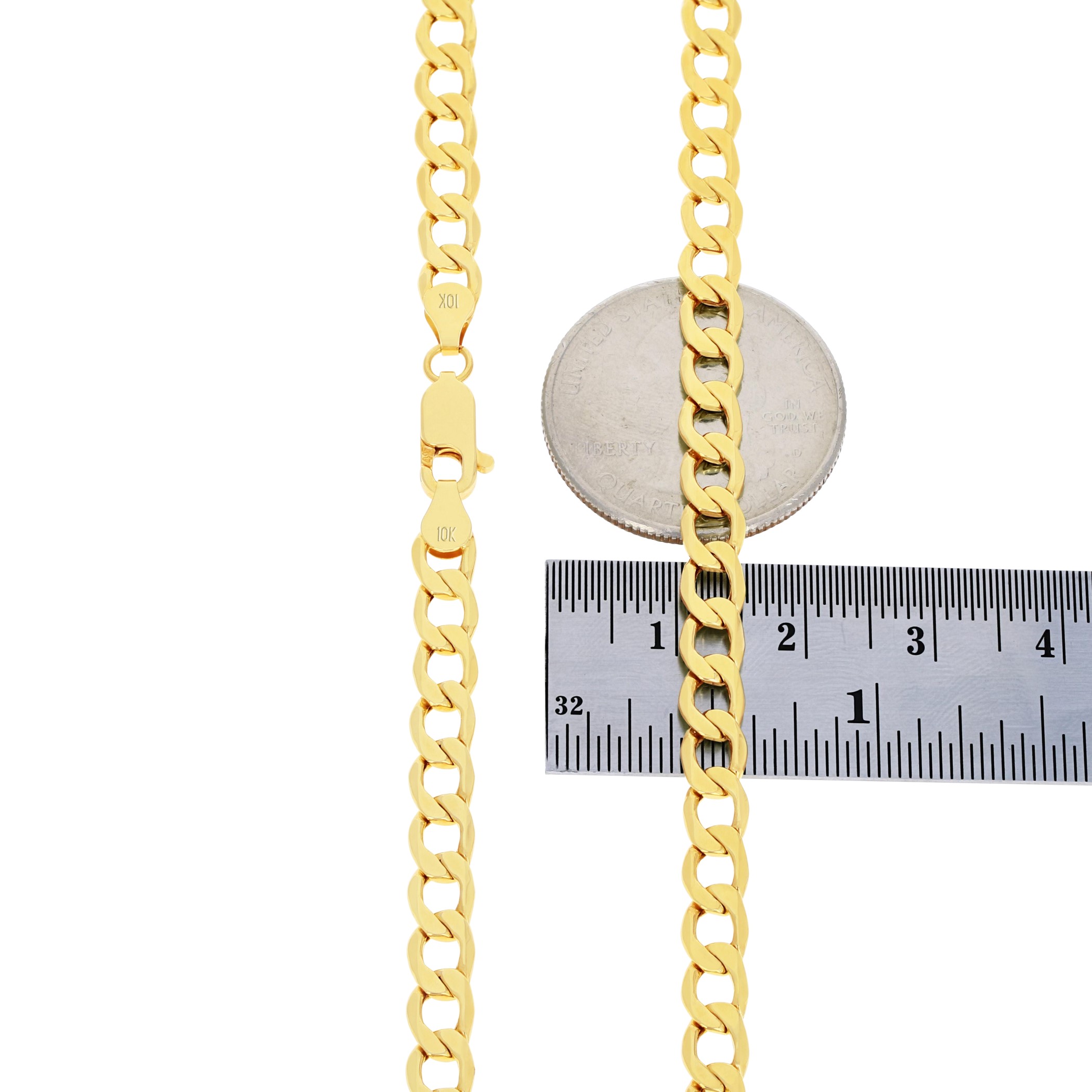 Nuragold 10k Yellow Gold 5.5mm Cuban Curb Link Chain Pendant Necklace, Mens Womens Jewelry 16" - 30" - image 5 of 11