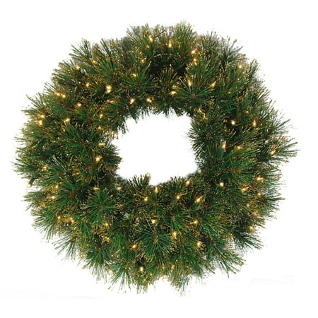 Equinox 36" Prelit Tattinger Long Needle Pine Artificial Christmas Wreath - Clear Lights