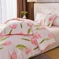 thumbnail image 5 of Koniroom 3 Pieces Pink Floral Comforter Set Queen Size, Tulips Botanical Bedding Sets with Cute Flowers for Teen Girls (90x90 Inches), 5 of 7
