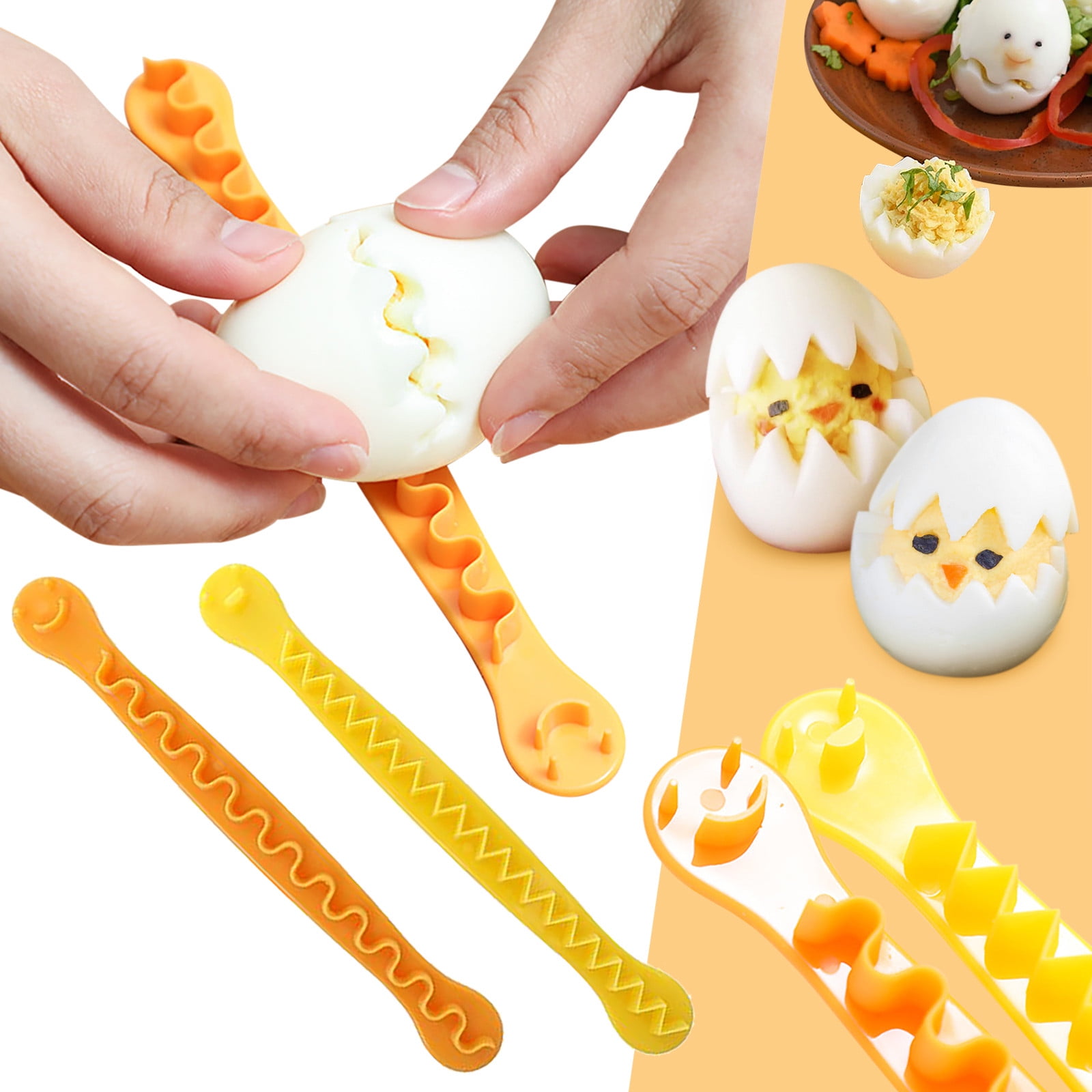 Flower Type Egg Cutting Gadget 2PCS, Yellow & Orange DIY Mold for Kitchen Cooking Tool DRADUO Lace Cutting Wires Egg Cutter 