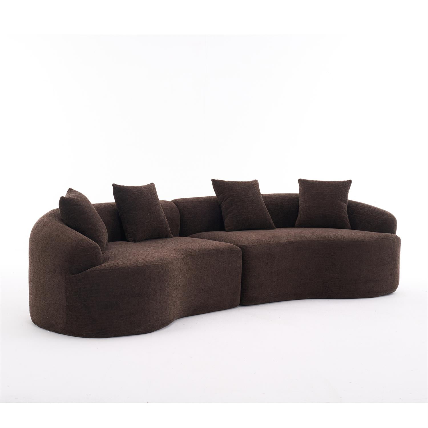 Demi Bonn 110"L Modular Sectional Sofa with Full Compression Sponge, Curved Design, High-Density Chenille Sleeper Couch for Living Room, 800 lbs Capacity, Brown