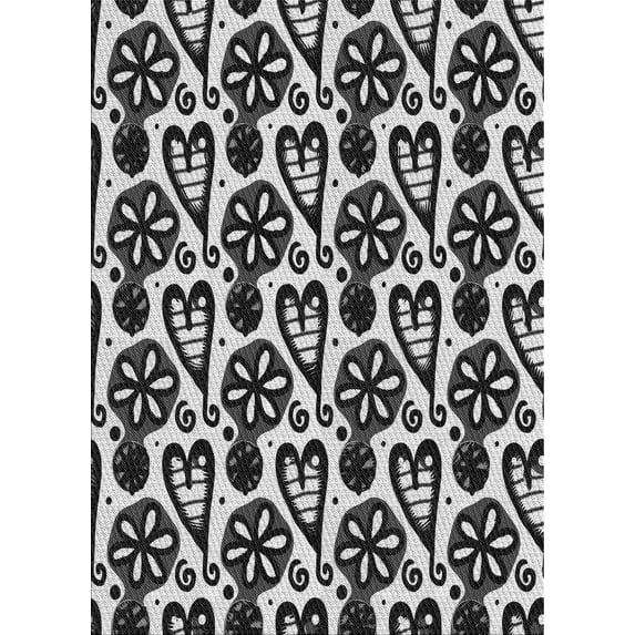 Ahgly Company Indoor Rectangle Patterned Charcoal Black Area Rugs, 7' x 10'