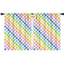 Blackout Kids Curtains,Pastel Color Checkered Pattern Childrens Insulated Curtains Set Of 2,Bedroom Essentials,Toddler Room Decor 42"x54"