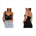 thumbnail image 3 of Top Corto con Tirantes Finos para Mujer, Estilo Y2K, de Encaje, para Salir Negro M, 3 of 5