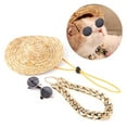 thumbnail image 5 of Pet Fashion Sunglasses Retro Straw Hat Collar Cat Necklace Pet Photography Accessory3 Pcs Set, 5 of 14