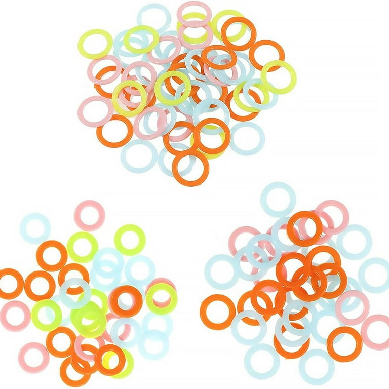 100Pcs Round Multicolor Plastic Knitting Crochet Locking Stitch Markers  Rings Needle Clips 