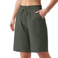 thumbnail image 3 of Women's High Waisted Bermuda Shorts Casual Summer Beach Shorts Wide Leg Lounge Shorts with Pockets Drawstring Shorts Vacation Bottoms, 3 of 7