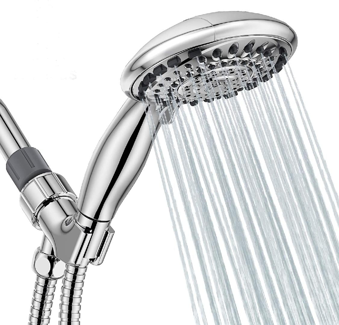 High Pressure 5Setting Giant 5" Chrome Face Handheld Shower Head, Hand
