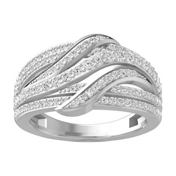 Araiya Fine Jewelry 10K White Gold Round-shape Lab Grown Diamond Fashion Band Ring ( 3/4 cttw, D-F Color, VS Clarity) Size 7.5