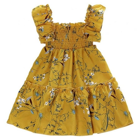 

SILVERCELL Girls Floral Print Square Neck Sleeveless Ruffle Hem A Line Midi Dress 4-12 Years