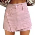 thumbnail image 2 of Endives Women's Jean Denim Skort High Waisted Asymmetrical Short Skirt, 2 of 3