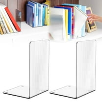 Acrylic Bookends, Heavy Duty Plastic Book Ends, Clear Book Holders for Shelves, Book Organizer with Non-Slip Mats for Library Office, 1 Pcs, 4.7x4.7x7.3"