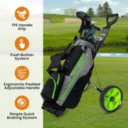 Jovial Foldable 2-Wheel Golf Pull Cart - Aluminum Pull Cart, Upper & Lower Brackets with Elastic Strap, Without Umbrella Holder