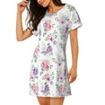 thumbnail image 2 of Fotbe Rose Flower B Bata de Dormir para Mujer con Estampado, Camisón de Algodón de Manga Corta, Ropa de Dormir Casual, 2 of 6