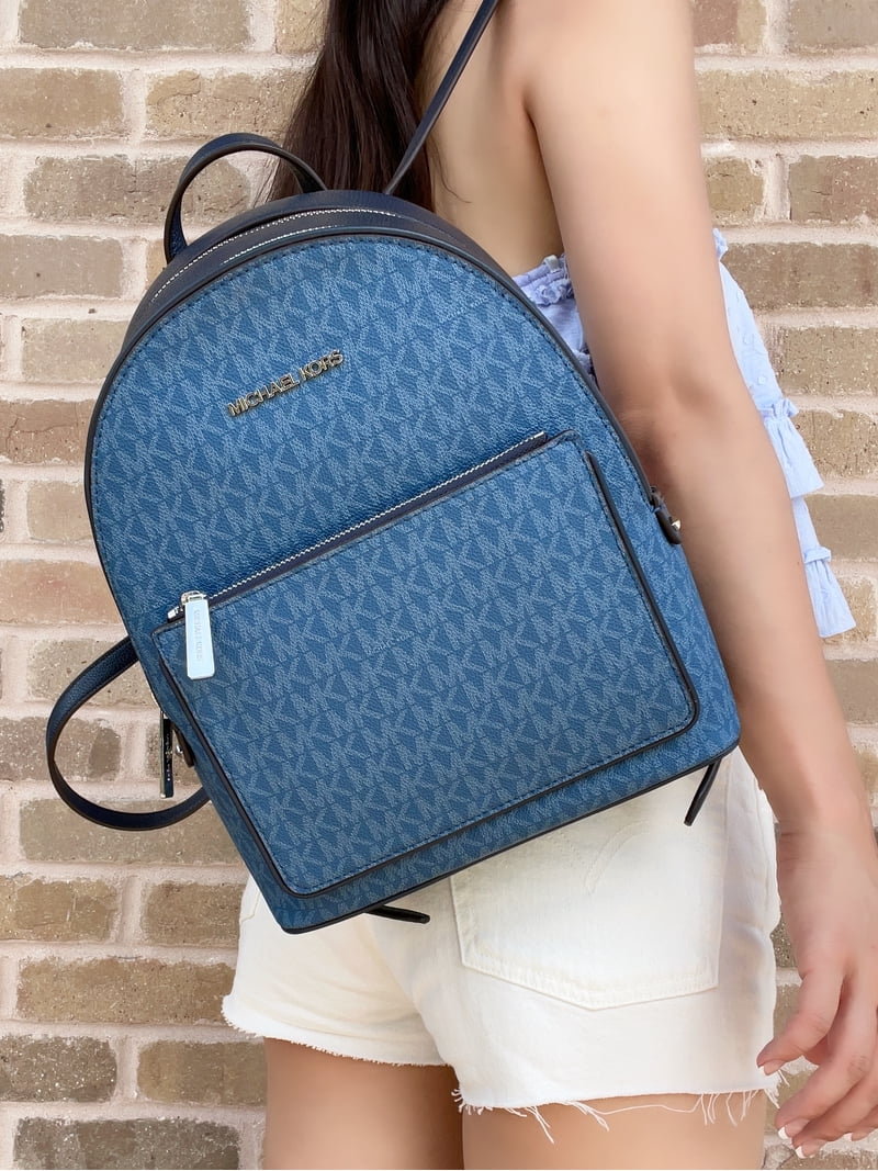 Michael Kors Adina Medium Backpack Dark Chambray Blue Mk Leather