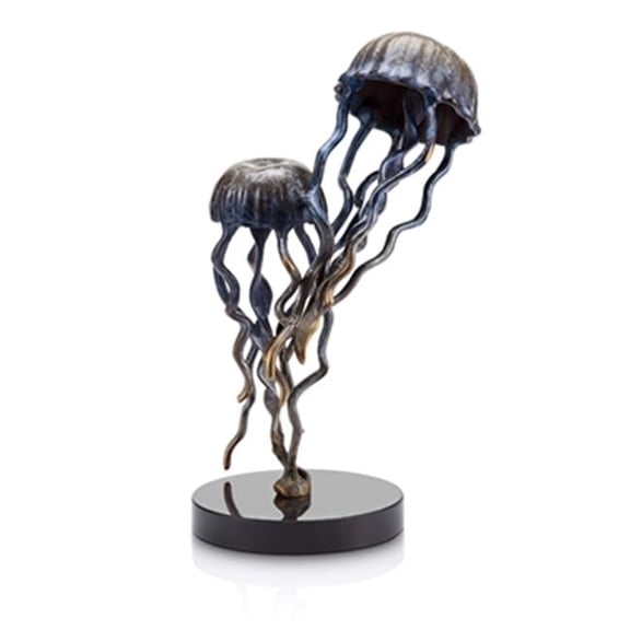 SPI Jellyfish Pair Brass Statue on Marble Base