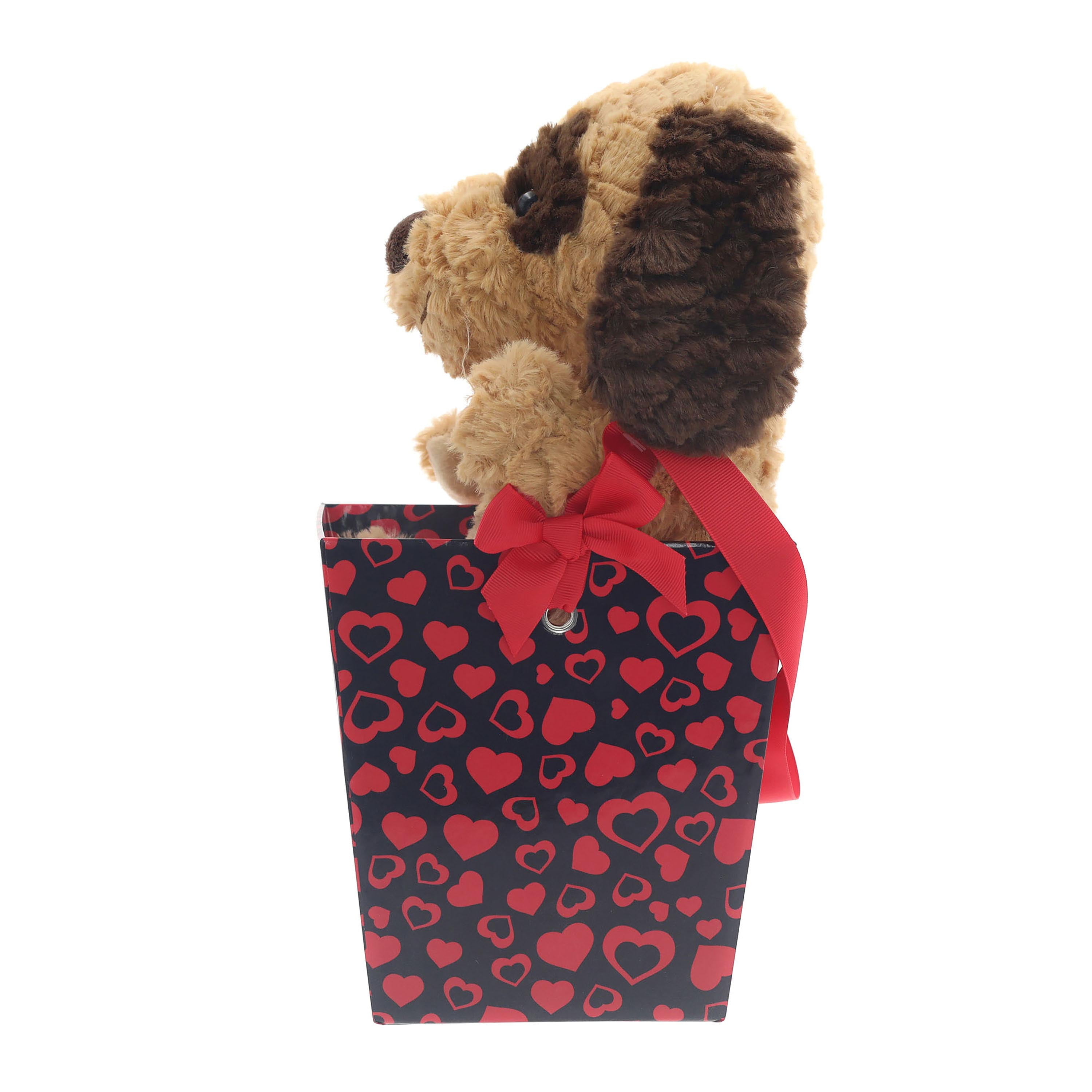 Brown Puppy Plush in a Gift Bucket for Valentine's Day by Way to Celebrate