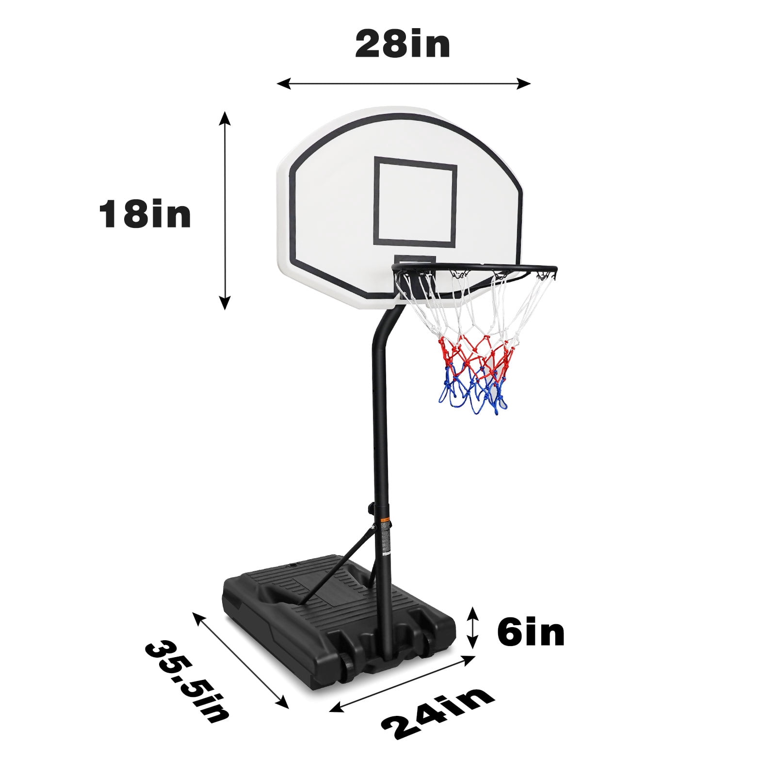 HooKung Portable Pool Side Basketball Hoops Height Adjustable 3ft -4ft Basketball System 35'' Backboard with Wheels for Teenagers Youth