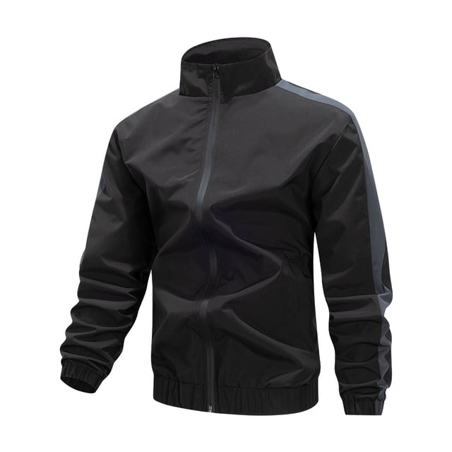 Dagegui Mens Hiking Jackets Stand Collar Windbreaker Softshell Jacket Fall Windproof Zip Up Coat with Pockets Black S