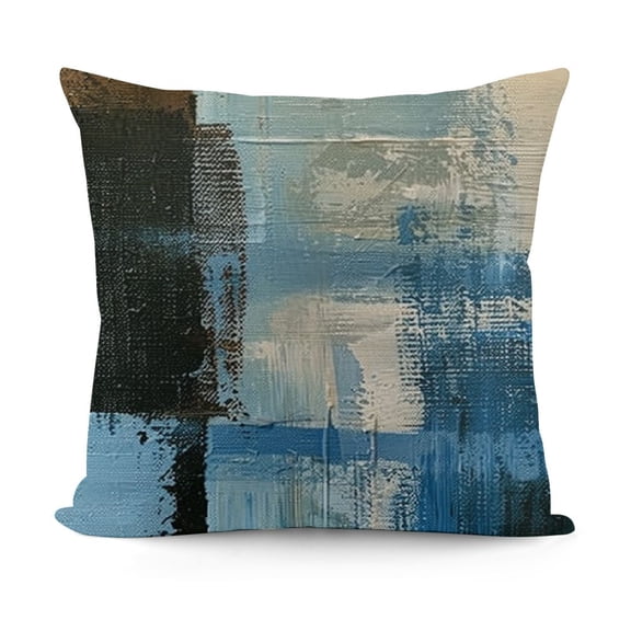 YINGXI  Throw Pillow Covers Modern Home Art Decor,Abstract Oil Painting Pillowcases for Bedroom, Living Room, Cushion Couch Sofa, Blue Brown Teal Beige 12x12in